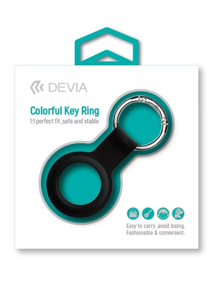 devia Silicone Case with Key Ring Compatible with AirTag / Item Finder / Mini size Key Finder/ Anti-Scratch Case / Protective Skin Cover / Easy to Carry / Anti-Lost Holder / Suitable for AirTag Bluetooth Tracker - Black - Image 2