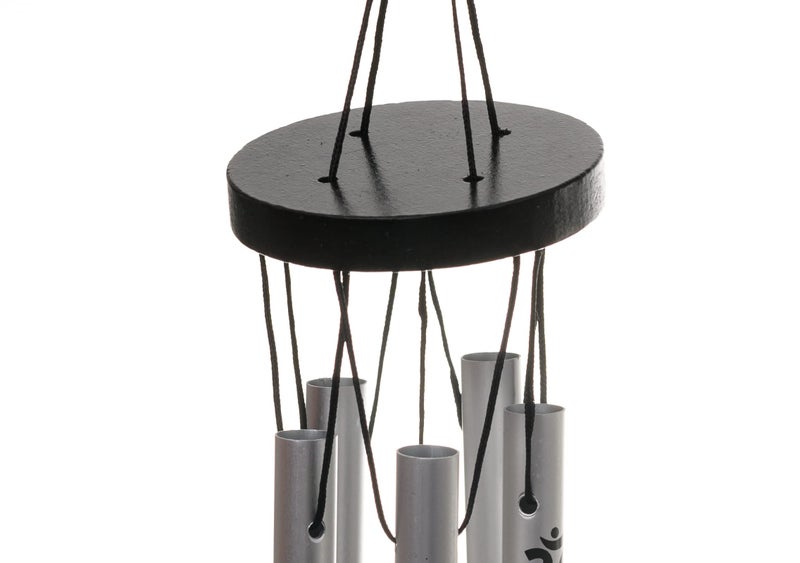 Tej Gifts Feng Shui Metal Wind Chime with Om Printed 5 Pipes for Positive Energy, Decorative Outdoor/Indoor Hanging Bells, Good Luck Chimes for Home/Balcony Decoration(Silver, Small) - Image 4