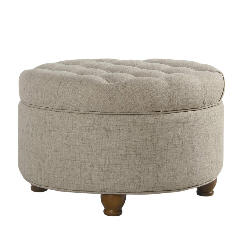 Homepop Home Decor Button Tufted Woven Round Storage Ottoman Large - Image 2