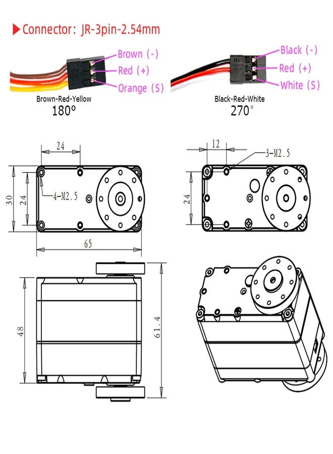 Wishiot 150KG Robot Arm Servo High Torque Digital Servo 270 Degree Waterproof IP66 Full Metal Gear with U-Shaped Mount for 1/5 RC Car Robot - Image 4