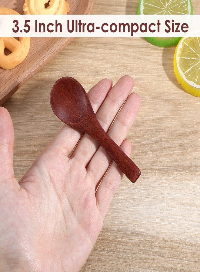 Thrymme 4 Pcs Small Wooden Spoons for Cooking, 3.5 Inch Mini Wooden Spoons, Handmade Salt Spoon for Sugar, Salt, Honey & Mustard, Cooking & Tea Stirring - Image 3