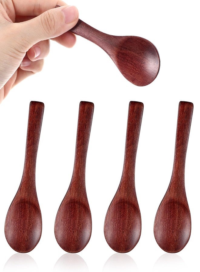 Thrymme 4 Pcs Small Wooden Spoons for Cooking, 3.5 Inch Mini Wooden Spoons, Handmade Salt Spoon for Sugar, Salt, Honey & Mustard, Cooking & Tea Stirring - Image 5