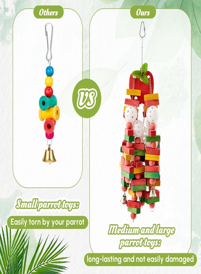 Seenelling مجموعة ألعاب الببغاء Seenelling المكونة من 3 قطع كبيرة الحجم، مصنوعة من الخشب الطبيعي متعدد الألوان، مناسبة لأقفاص الببغاء، وتناسب الببغاوات الكبيرة والمتوسطة الحجم، مثل ببغاوات المكاو والكوكاتو والطيور الرمادية الأفريقية (مكعب وكرة). - Image 5