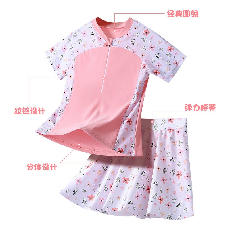 Summer Children''s Swimming Suit Fabric Is Soft, Comfortable, Elastic, Balanced, Light, Dry and Breathable Student Short Skirt Swimsuit - Image 4