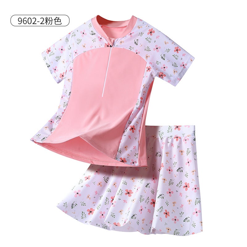 Summer Children''s Swimming Suit Fabric Is Soft, Comfortable, Elastic, Balanced, Light, Dry and Breathable Student Short Skirt Swimsuit - Image 1