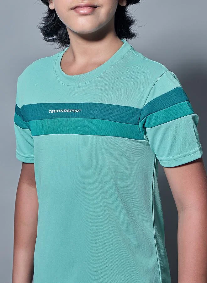 Technosport Technosport Contrast Panel Round Neck T-Shirt