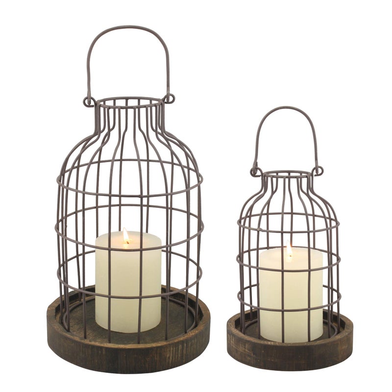 Stonebriar SB5393C 2PC Wire METAL CLOCHE SET Set of 2 Brown