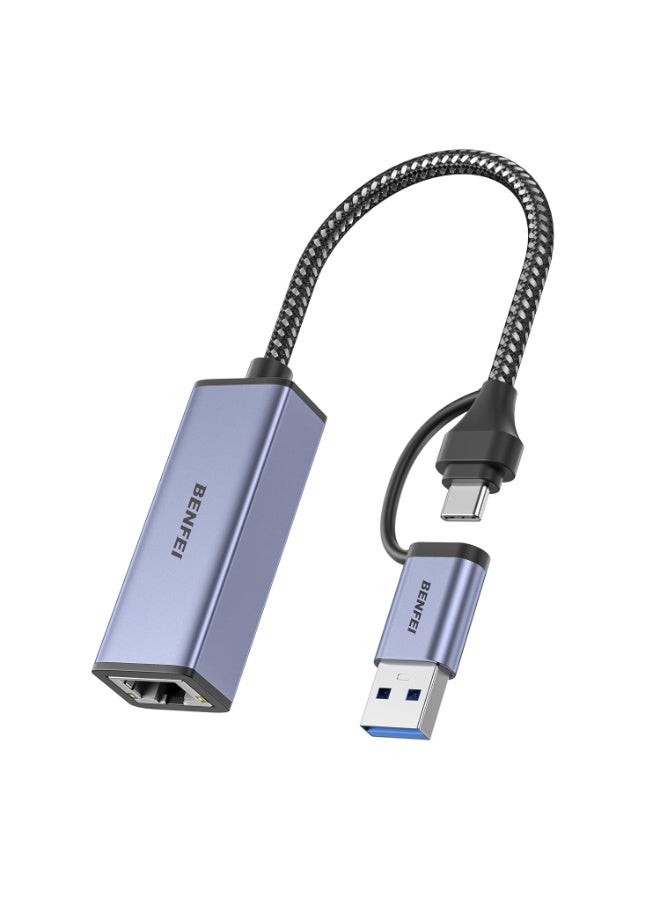 بنفي محول BENFEI USB A/C إلى RJ45، محول شبكة LAN إيثرنت 100 جيجابت من USB 2.0 إلى 100 جيجابت - Image 1