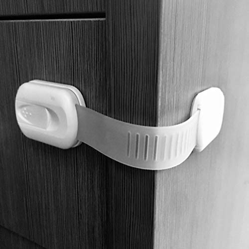 16 Pack Vmaisi MultiUse Adhesive Straps Locks Childproofing Baby Proofing Cabinet Latches for Drawers Fridge Dishwasher Toilet Seat Cupboard OvenTrash Can No Drilling White 16