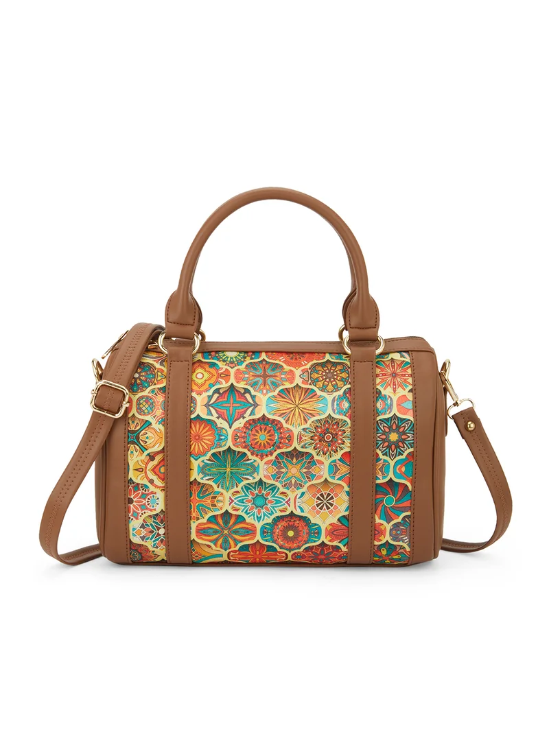 globus Globus Women Multi Yellow Floral Ethnic Motifs Printed Handheld Bag With Detachable Strap
