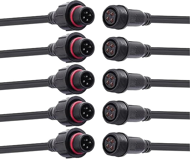 dstfuy 4 Wire Plug Connector,16AWG Male Female Plug LED Connector with IP65 Waterproof Wire Connectors,20CM Extension Cable for Car,LED Strip Lights. - Image 1