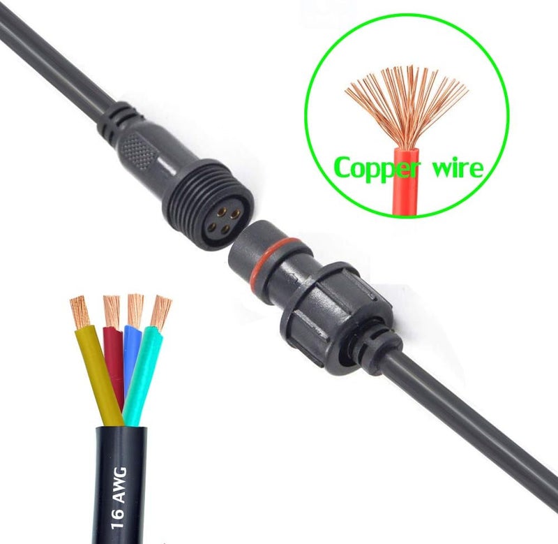 dstfuy 4 Wire Plug Connector,16AWG Male Female Plug LED Connector with IP65 Waterproof Wire Connectors,20CM Extension Cable for Car,LED Strip Lights. - Image 4