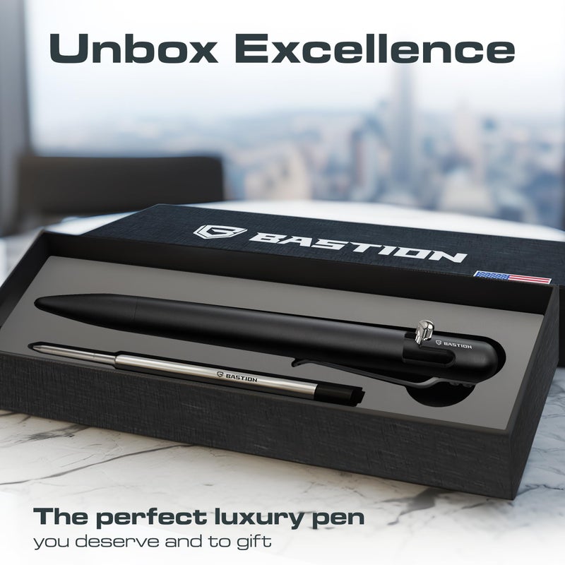 BASTION Aluminum Bolt Action HyperBolt Pen - CNC Machined Lightweight EDC Writing Tool, Refillable, Premium Everyday Carry Gift Pen for Professionals - Black - Image 5