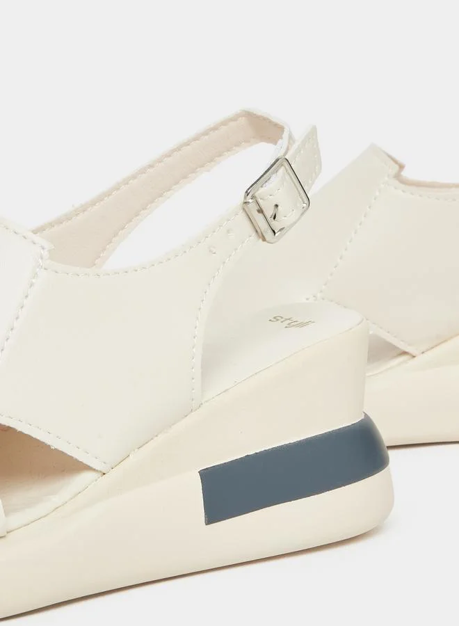 Styli Solid Slingback Platform Sandals