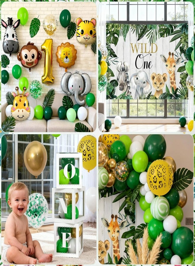 Winrayk Wild One Birthday Decorations Party Supplies, 1st First Birthday Decorations for Boy or Girl - Balloon Box, High Chair & Photo Banner, Backdrop, Jungle Safari Foil Balloon Arch, Hat, Poster - Image 5