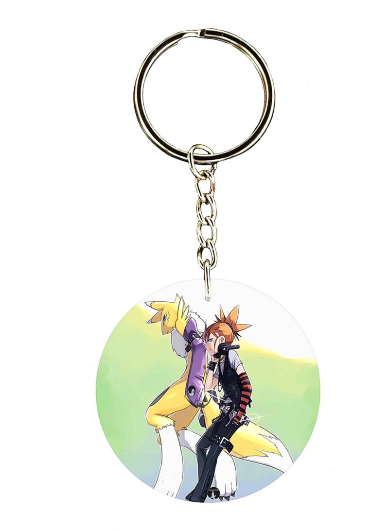 Double Side Anime Digimon Printed Keychain
