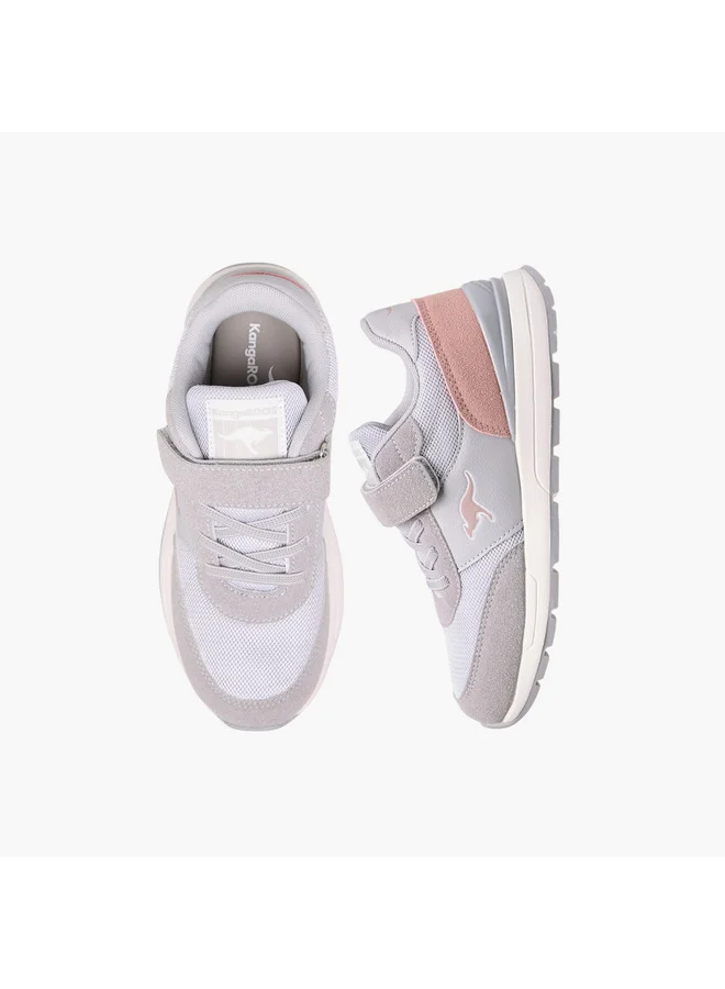 كانغاروس Girls' Logo Print Sports Shoes with Hook and Loop Closure