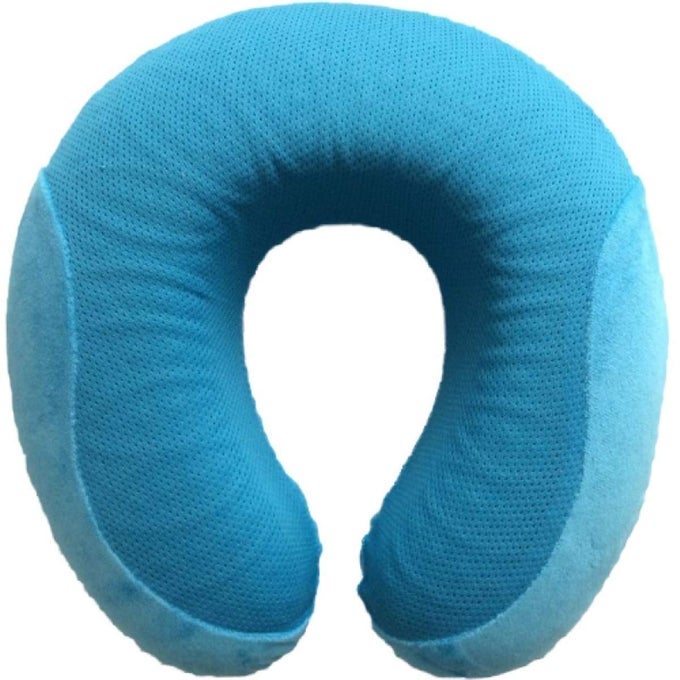 BLUE MEMORY FOAM PILLOW WITH COOL GEL TRAVEL PILLOW VIA0072