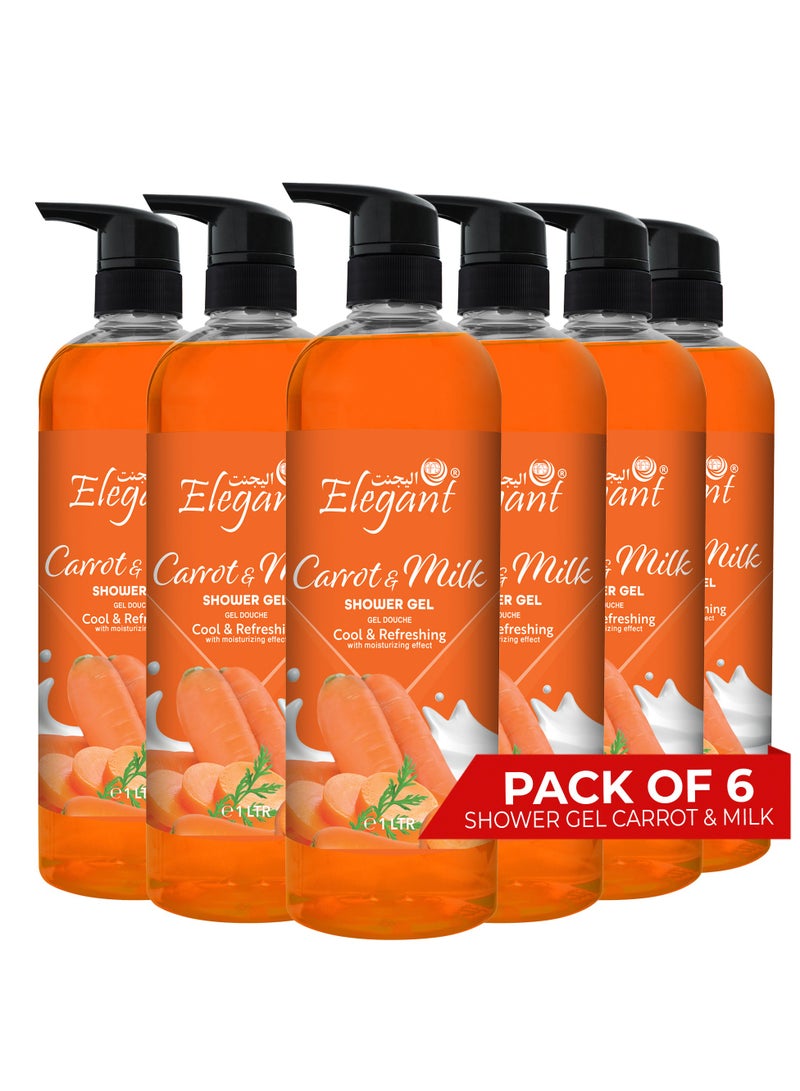 Elegant 6-Pieces Carrot & Milk Shower Gel 1 Liter - Image 1