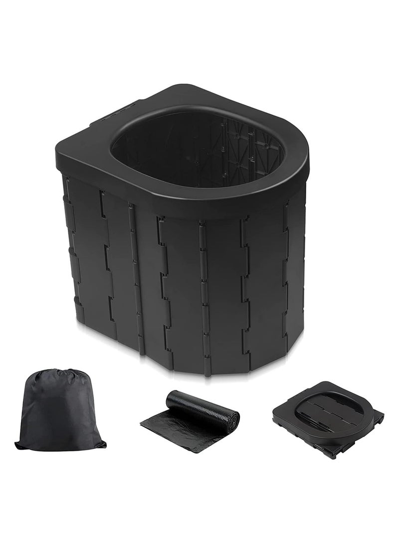 Portable Toilet Camping Toilet Outdoor Toilet Car Toilet Folding Stool Travel Potty Suitable for Camping Hiking Boating Traffic Jam (Black) - Image 1