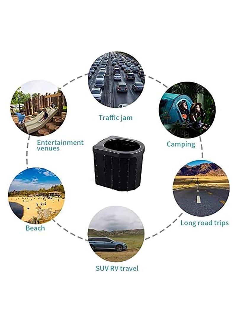 Portable Toilet Camping Toilet Outdoor Toilet Car Toilet Folding Stool Travel Potty Suitable for Camping Hiking Boating Traffic Jam (Black) - Image 2