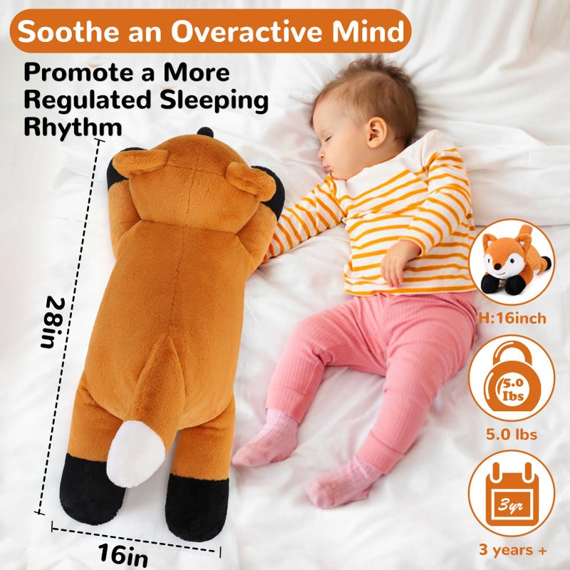 gnomantic Fox Weighted Stuffed Animals - 28 Inch 5.0 Pounds Weighted Plushies Fox - Large Plush Stuffed Animals Pillow - Cute Plush Toys Gifts for Kids & Adults - Image 4