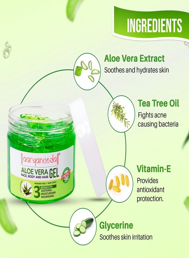 Aryanveda Aloe Vera Gel 400 ml | 100% Pure Natural with Vitamin E | For Face, Skin, Hair Care | Hydrating & Soothing Gel for All Skin Types Pack Of 1 (400) - Image 3