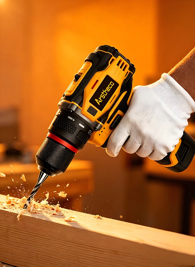 Arstheco 16.8V Brushless Cordless Drill Driver, 35N.M Max Torque, 21+3 Clutch, 3/8" Keyless Chuck, 2000mAh Battery, LED Light, All-Copper Motor, Paper Box Packaging - Image 4