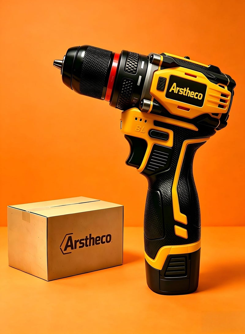 Arstheco 16.8V Brushless Cordless Drill Driver, 35N.M Max Torque, 21+3 Clutch, 3/8" Keyless Chuck, 2000mAh Battery, LED Light, All-Copper Motor, Paper Box Packaging - Image 1