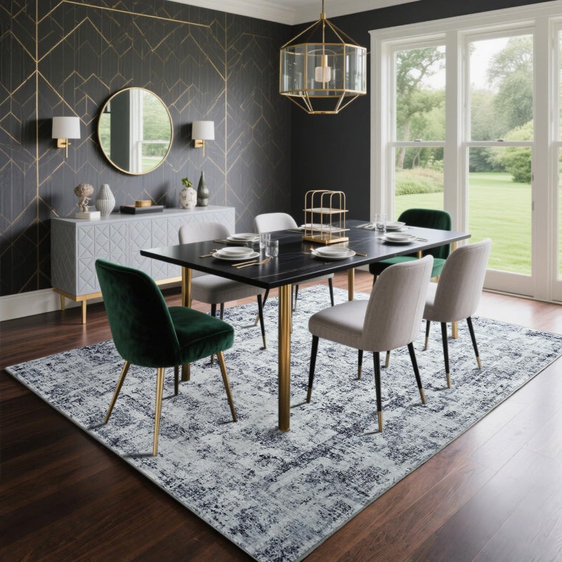 HOMORE Machine Washable Rug 6x9 Grey Rug for Living Room, Modern Neutral Rugs for Bedroom Non Slip Carpet for Kids Nursery Room, Gray Area Rugs for Dining Room Kitchen Dorm - Image 2