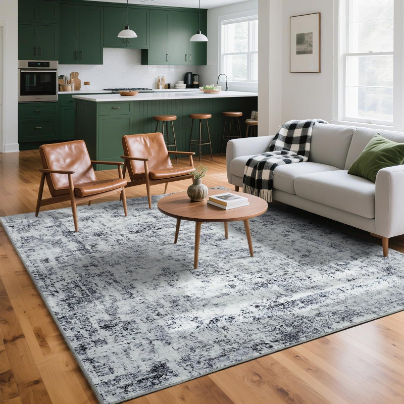 HOMORE Machine Washable Rug 6x9 Grey Rug for Living Room, Modern Neutral Rugs for Bedroom Non Slip Carpet for Kids Nursery Room, Gray Area Rugs for Dining Room Kitchen Dorm - Image 5