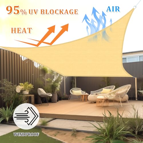 Shade&Beyond Rectangle Sun Shade Sail 12'X16' Permeable Canopy Sand for Patio Garden Yard Deck Pergola (We Make Custom Size) - Image 2