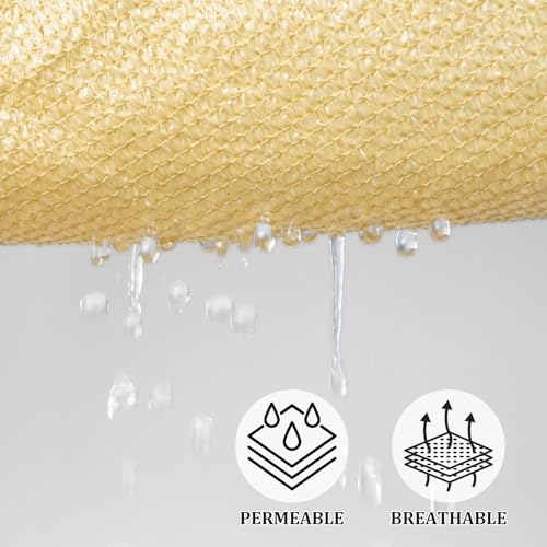 Shade&Beyond Rectangle Sun Shade Sail 12'X16' Permeable Canopy Sand for Patio Garden Yard Deck Pergola (We Make Custom Size) - Image 3