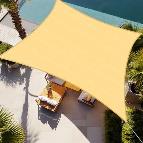 Shade&Beyond Rectangle Sun Shade Sail 12'X16' Permeable Canopy Sand for Patio Garden Yard Deck Pergola (We Make Custom Size) - Image 1