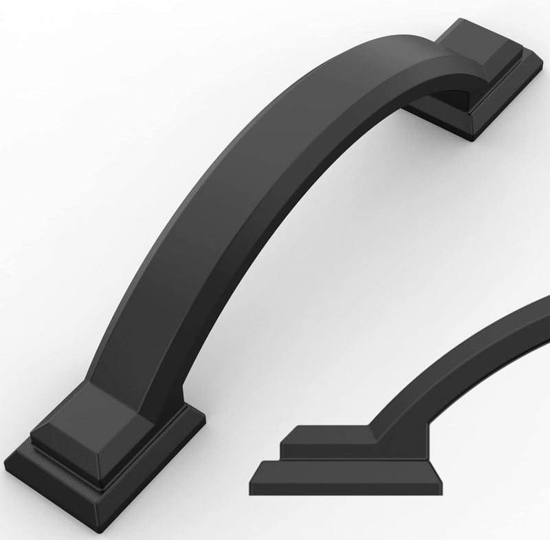 Amerdeco 10 Pack Matte Black Cabinet Pulls 3 Inch(76mm) Hole Centers, Handles for Kitchen Cabinet Hardware, Arch Cabinet Handles for Bathroom Dresser Drawer Handles ZH0016… - Image 1