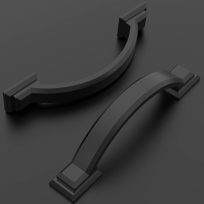 Amerdeco 10 Pack Matte Black Cabinet Pulls 3 Inch(76mm) Hole Centers, Handles for Kitchen Cabinet Hardware, Arch Cabinet Handles for Bathroom Dresser Drawer Handles ZH0016… - Image 2