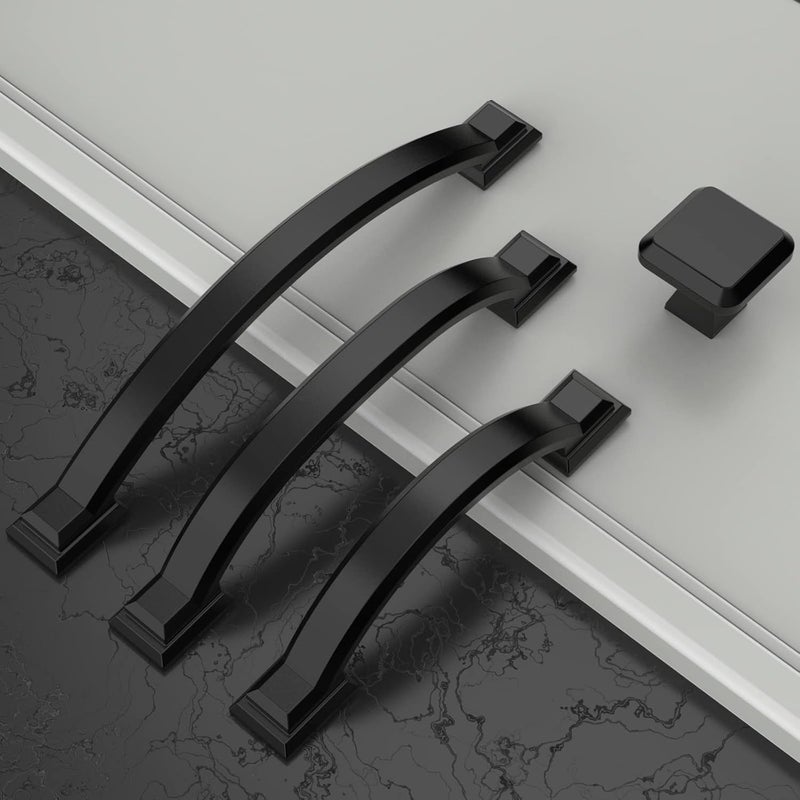 Amerdeco 10 Pack Matte Black Cabinet Pulls 3 Inch(76mm) Hole Centers, Handles for Kitchen Cabinet Hardware, Arch Cabinet Handles for Bathroom Dresser Drawer Handles ZH0016… - Image 3
