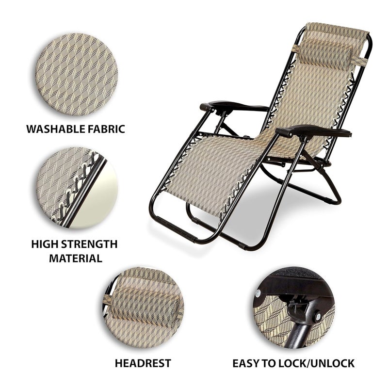 STAR WORK Stainless Steel Zero Gravity Chair Lawn Chair Recliner Lounge Portable Camping Folding Beach Chair With Removable Pillow Roon Diamond - Image 5