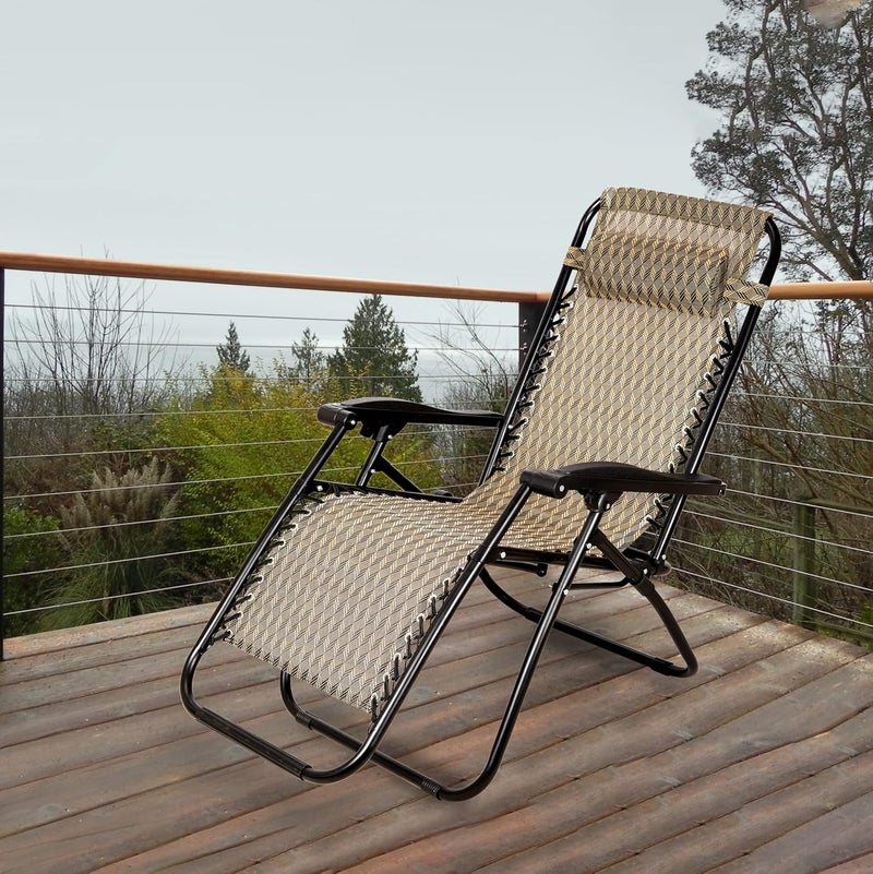 STAR WORK Stainless Steel Zero Gravity Chair Lawn Chair Recliner Lounge Portable Camping Folding Beach Chair With Removable Pillow Roon Diamond - Image 2