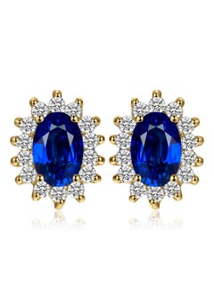 Princess Diana Kate Middleton Class Gemstone Birthstone Cleated Sapphire Stud Earrings For Women, 14K Yellow Gold Plated 925 Sterling Silver Earrings For Women, Earings Set - pzsku/Z8C8F0DC20CA0A16A4DCAZ/45/_/1735214659/e62e02cb-0461-436b-992c-e378ff8e0f56