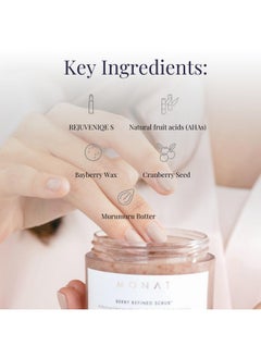 monat MONAT Berry Refined Scrub™ - Perfecting Exfoliator Mask with Skin-Brightening AHAs and Cranberry Seeds, 87ml  - Image 4