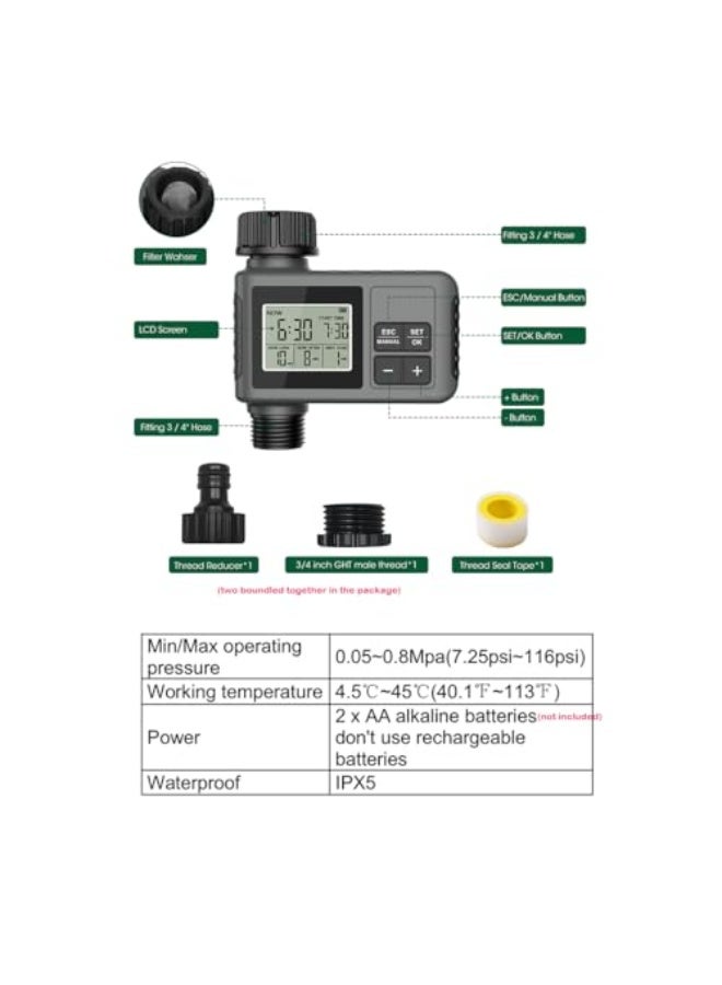 Generic Smart Hose Watering Timer,Programmable Drip Irrigation Timer,Programmable Water Valve Controller,Automatic Irrigation Controller Hose Faucet Garden Drip Water Timer (1 Outlet) - Image 2