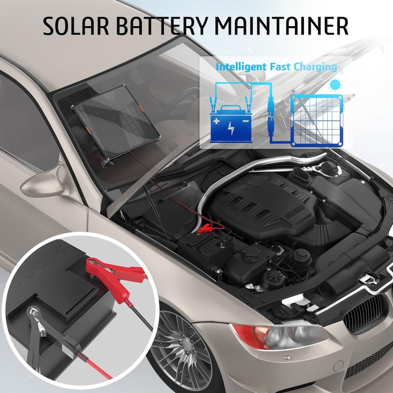 JOYSAE OYMSAE12V Solar Battery Charger ，10W Waterproof Solar Battery Maintainer,Portable Solar Panel Charger with Upgraded MPPT Controller for Car, Motorcycle, Boat, Marine, RV, Trailer, Tractor,Truck, etc - Image 4