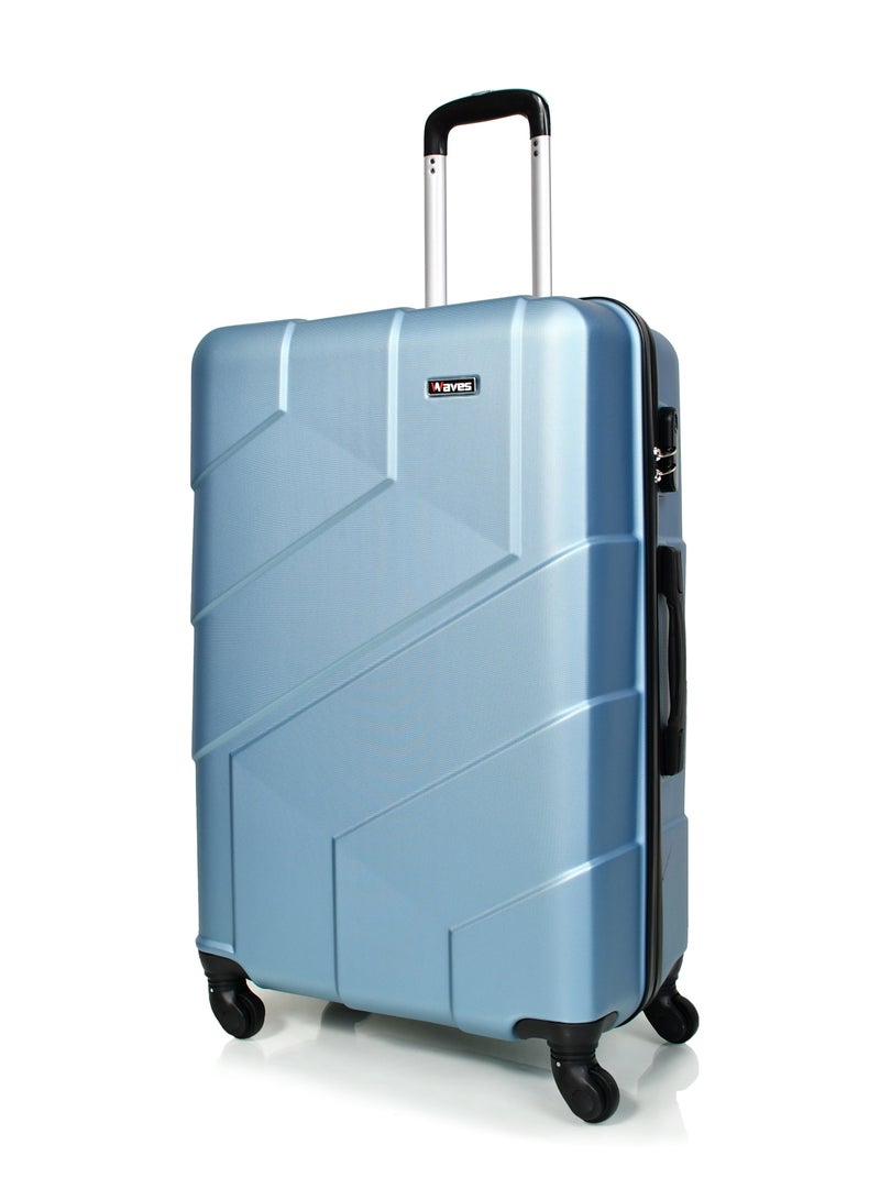 WAVES Hard-Side Luggage Set for Unisex Lightweight 4 Double Wheeled Suitcase with Built-In Type Lock (Set of 3 Pcs,Light Blue) - Image 4