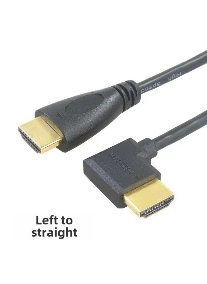 Generic Hdmi Elbow Line Hdmi Left Bend To Right Bend Line Double Bend Hdmi Line 90 Degree Elbow Hd Line Support-Color:Straight Head To Left Bend-Line Length:0.3m  - Image 1