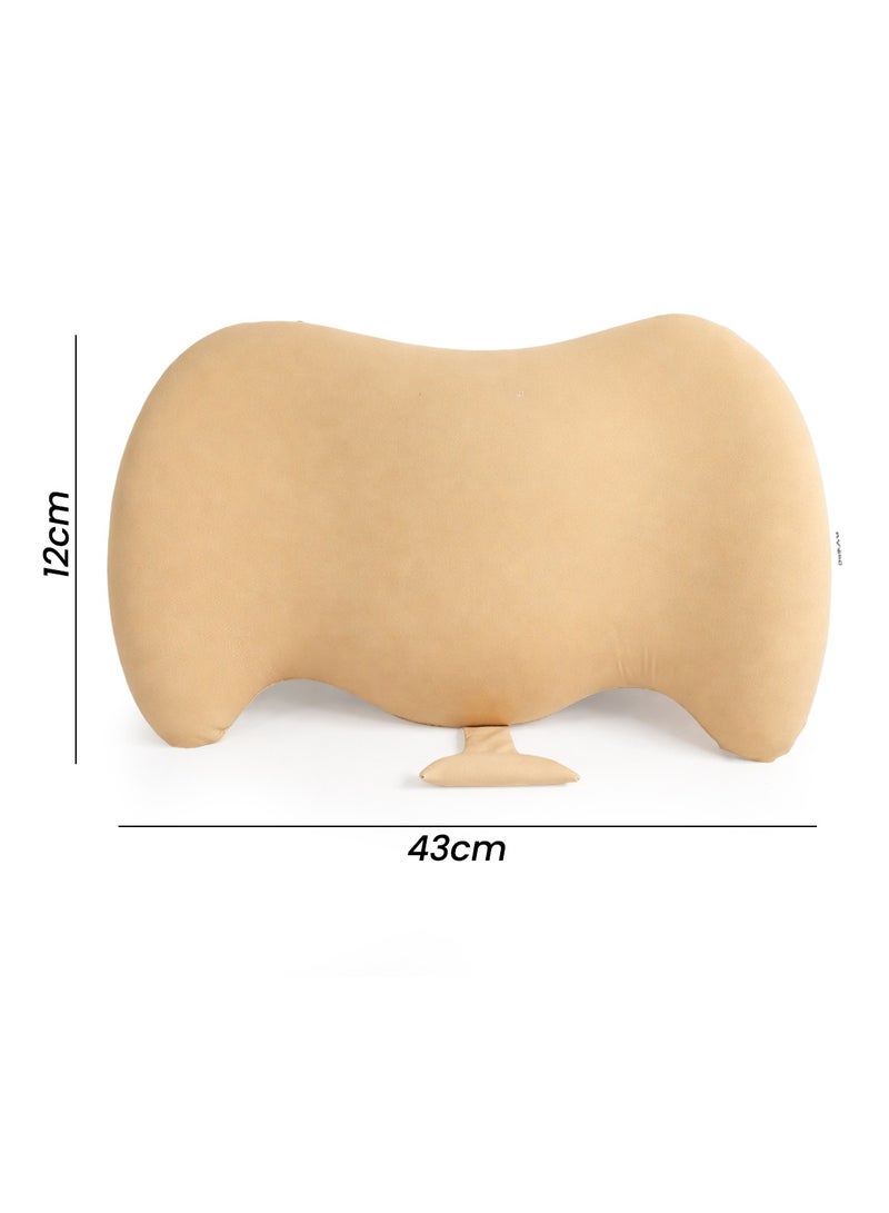 SPIDER Lumbar Support Pillow for Car & Office Chair, Ergonomic Memory Foam Backrest Cushion, Lower Back Pain Relief, Posture Corrector Seat Back Support with Non-Slip Base – Beige - Image 2