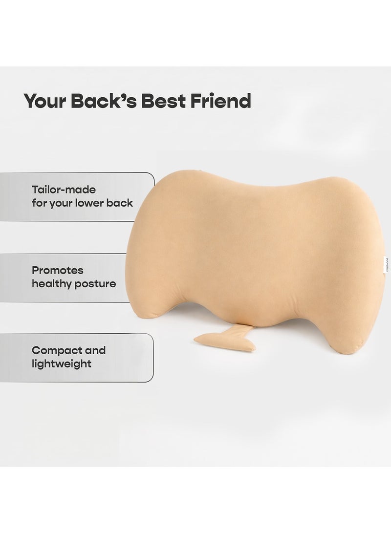 SPIDER Lumbar Support Pillow for Car & Office Chair, Ergonomic Memory Foam Backrest Cushion, Lower Back Pain Relief, Posture Corrector Seat Back Support with Non-Slip Base – Beige - Image 3