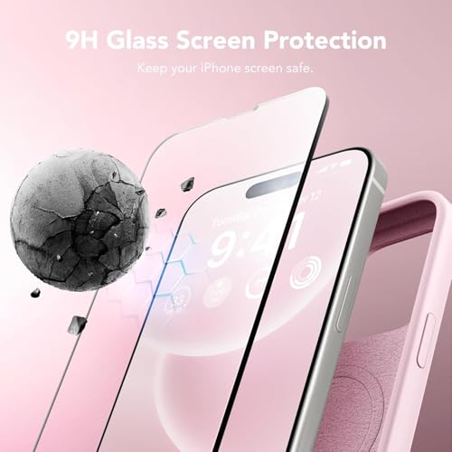 GONEZ Magnetic for iPhone 15 Pro Case, [Compatible with MagSafe] Anti-Scratch Microfiber Lining & Screen Protector, Shockproof Slim Phone Silicone Cover 6.1 inch, Chalk Pink - Image 4