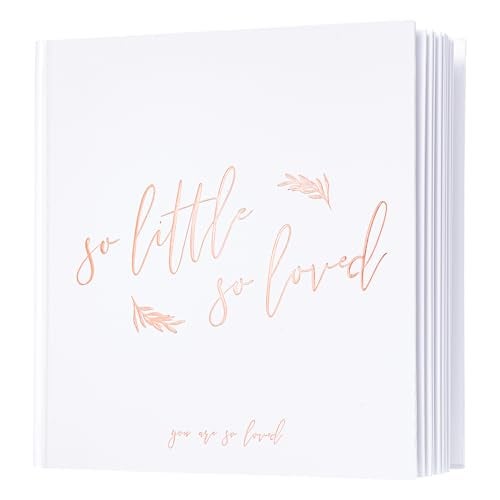 Calculs Baby Shower Picture Book Polaroid 'so little so loved' Party Guest Book Babies Scrapbook, White Cover, Rose Gold Foil Stamping, Blank White Pages - Image 1