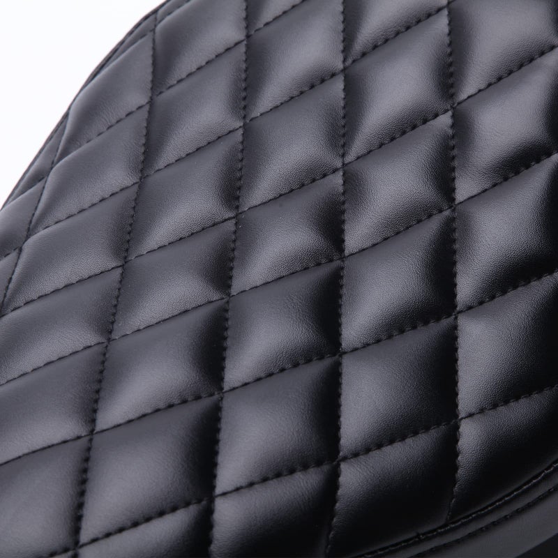 DREAMIZER Motorcycle Seat Cushion Driver Solo Seats with Spring Bracket PU Leather Compatible with Harley Honda Yamaha Kawasaki Sportster Iron 883 1200 Chopper Bobber Cafe Racer - Image 3